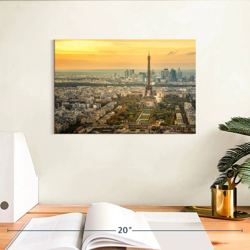 Soleil couchant sur Paris, H 8 po x l 12 po