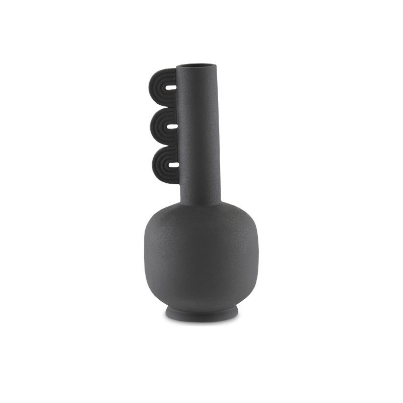 Happy 40 Handmade Ceramic / Porcelain Table Vase, Textured Black