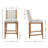 Farmhouse Solid Wood Barstools With Vintage Brass Studs, Upholstered Low Barstools For Bar Counters And Kitchen Islands Set Of 2-912758494