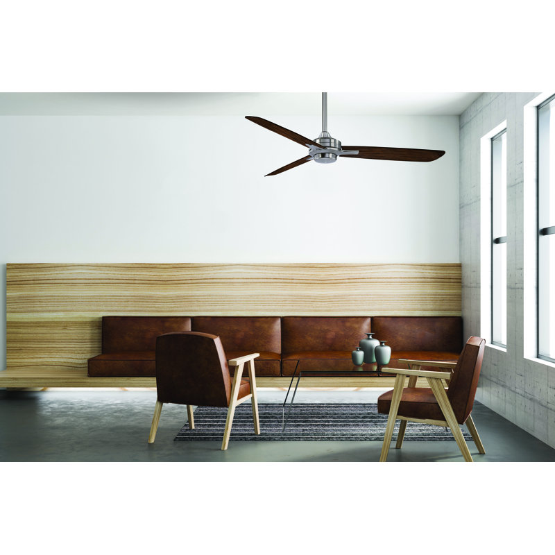 52" Rudolph 3-Blade Propeller Ceiling Fan with Wall Control, Brushed Nickel with Maple Blades