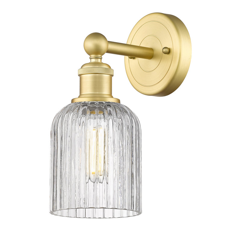 Northgate Steel Armed Sconce, Satin Gold, Clear