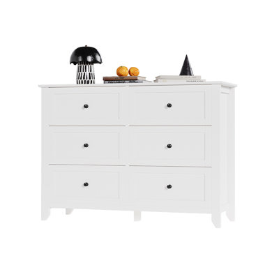 6 Chest of Drawer Dresser, Modern and Stylish Dresser, Deep Drawers and Nickel Round Handle