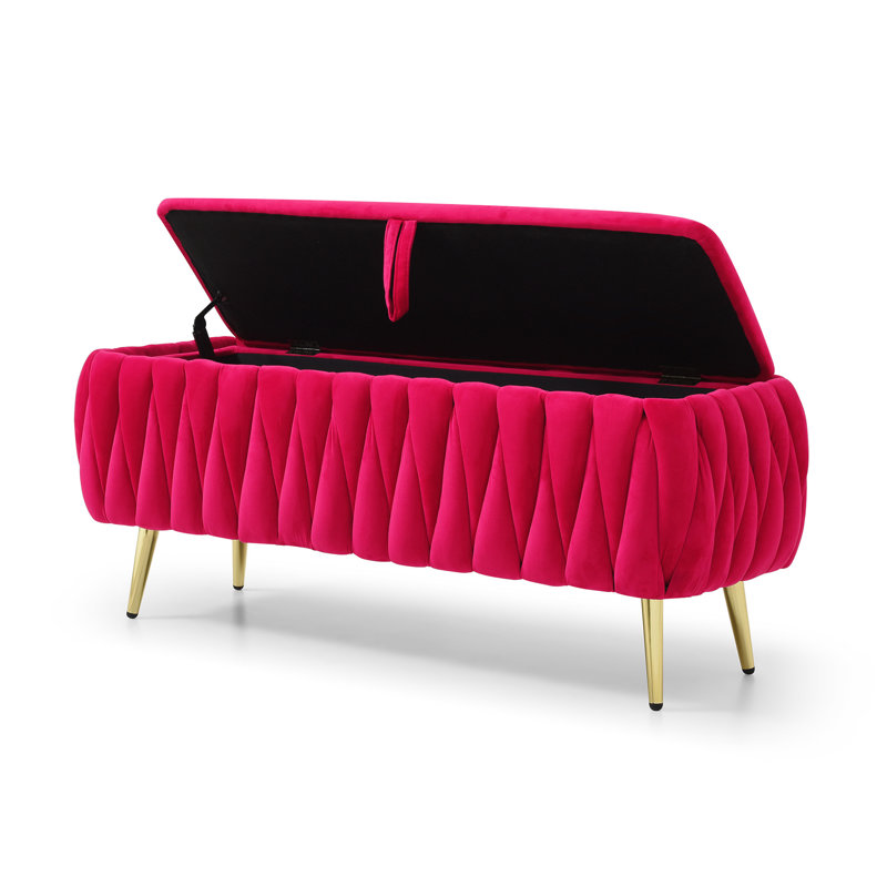 Banc de rangement polyvalent en velours pour diverses pièces, rehaussant l'espace et le style., Rose