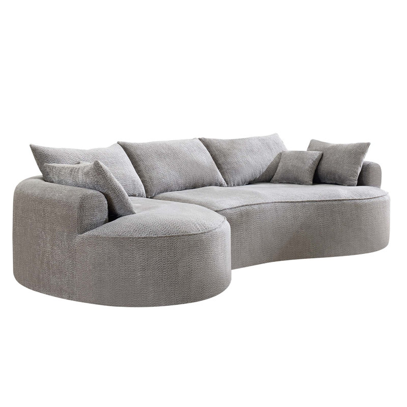 Canapé de 124,5 po en tissu chenille de style moderne sans os, livré avec 3 coussins de dossier et 4 coussins décoratifs, sans assemblage