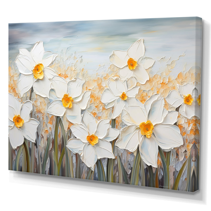 «Daffodils Tranquility Floral Field II», reproduction sur toile, Toile tendue, H 24 po x l 32 po x P 0,5 po