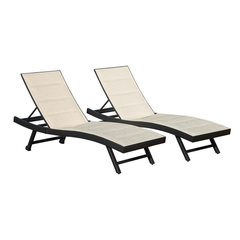 Ensemble de chaise longue d'extérieur avec dossier réglable et roues mobiles