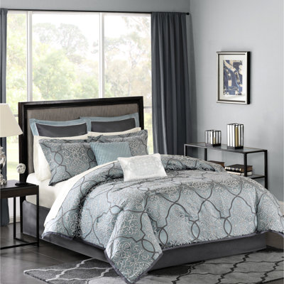 Édredon grand bleu - 12 pièces avec draps en coton, édredon luxueux et fascinant