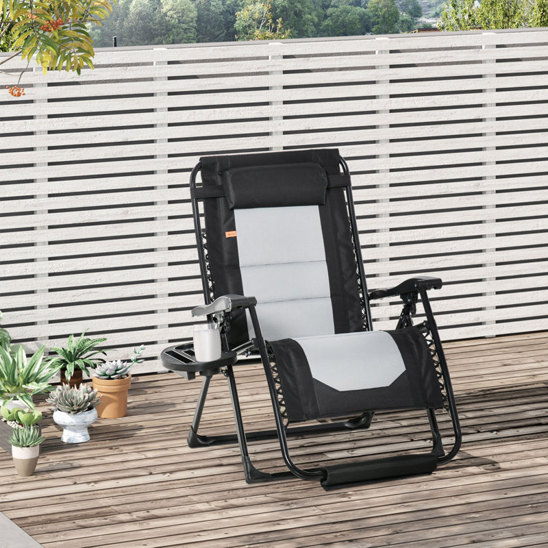 Chaise longue d'extérieur pliable avec repose-pieds Outsunny, Black