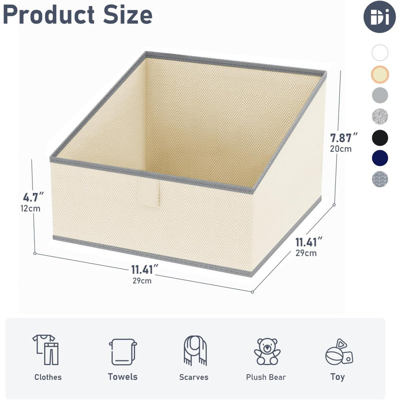 Fabric Storage Bins For Closet Organization - 6 Pack Trapezoid Closet Organizer Baskets With Handles, Foldable Shelf Bins For Clothes, Toys, Towels, And Home Essentials