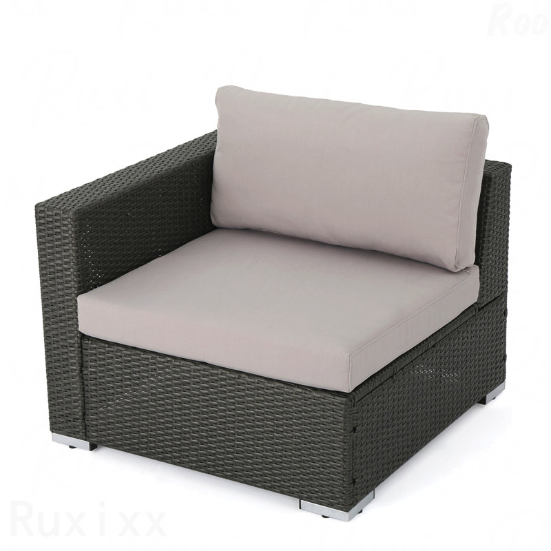 Fauteuil de patio gauche Gry + Alu, Gris/argent