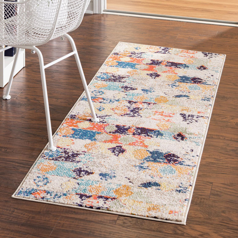 Washable Abstract Indoor Rug, Runner 2' x 8'