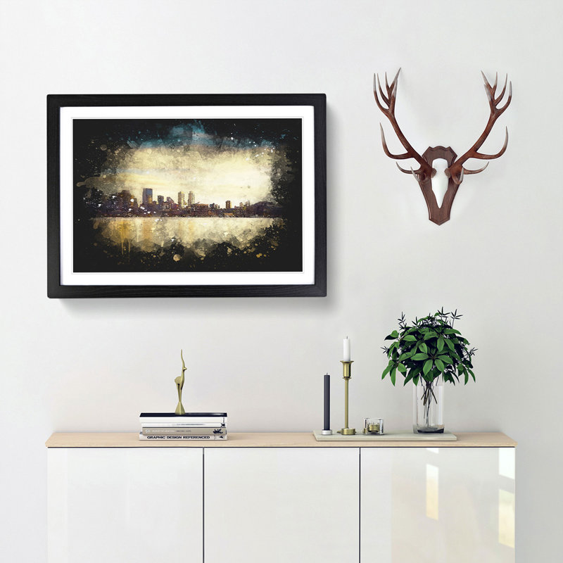 Reflection Of The Seattle Skyline - Picture Frame Graphic Art, Black Framed, 62cm H x 87cm W x 2cm D