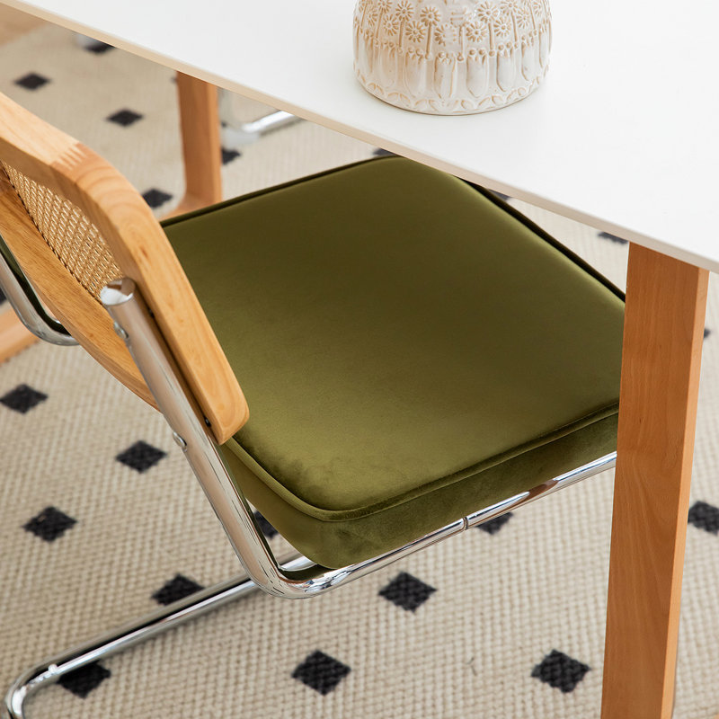 Tristen Rattan and Fabric Upholstered Dining Chairs, Silver, Olive Green