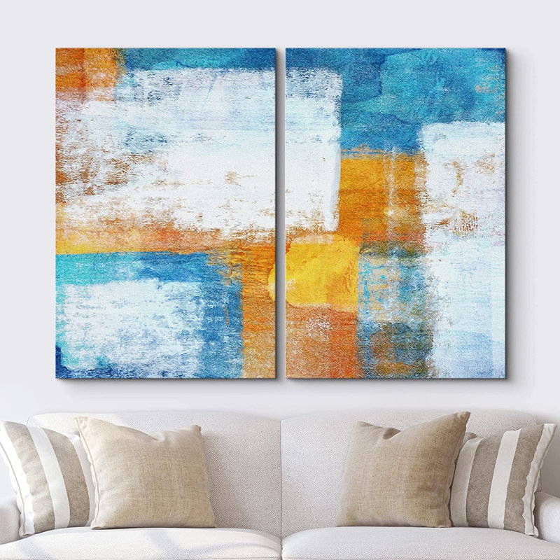 «Grunge Abstract Paint Stroke Effect», impression sur toile 2 tons, Toile tendue, H 16 po x l 24 po x P 2 po