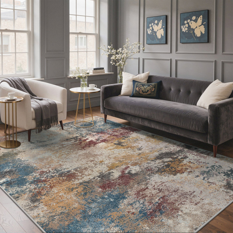 Abstract Machine Printed Area Rug, Rectangle 80 x 150 cm