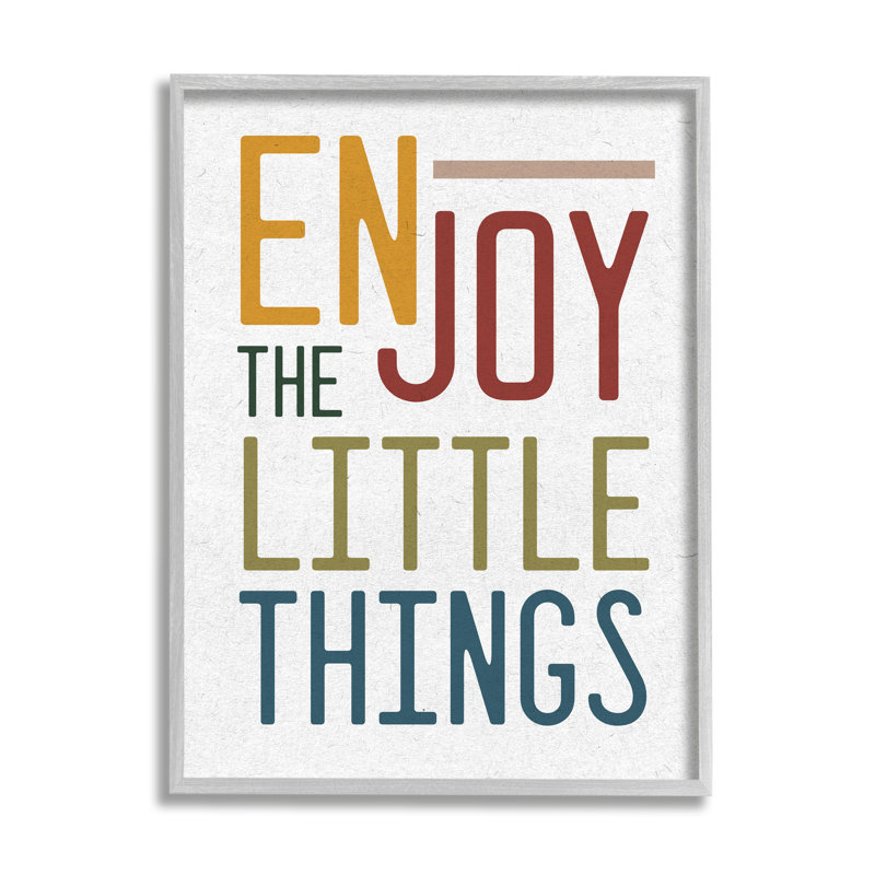«Enjoy The Little Things», citation, typographie, bleu, rouge, H 20 po x l 16 po, Estampe numérique Farmhouse