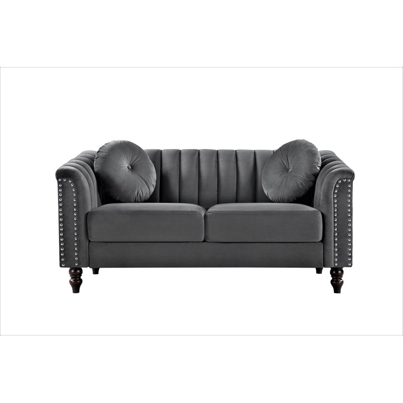 Drevion 61.4'' Velvet Loveseat, Gray