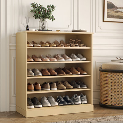Armoire de rangement à chaussures 100% en bois massif avec tablettes réglables, organisateur de vestibule empilable et peu encombrant, l 32 po x H 35,75 po