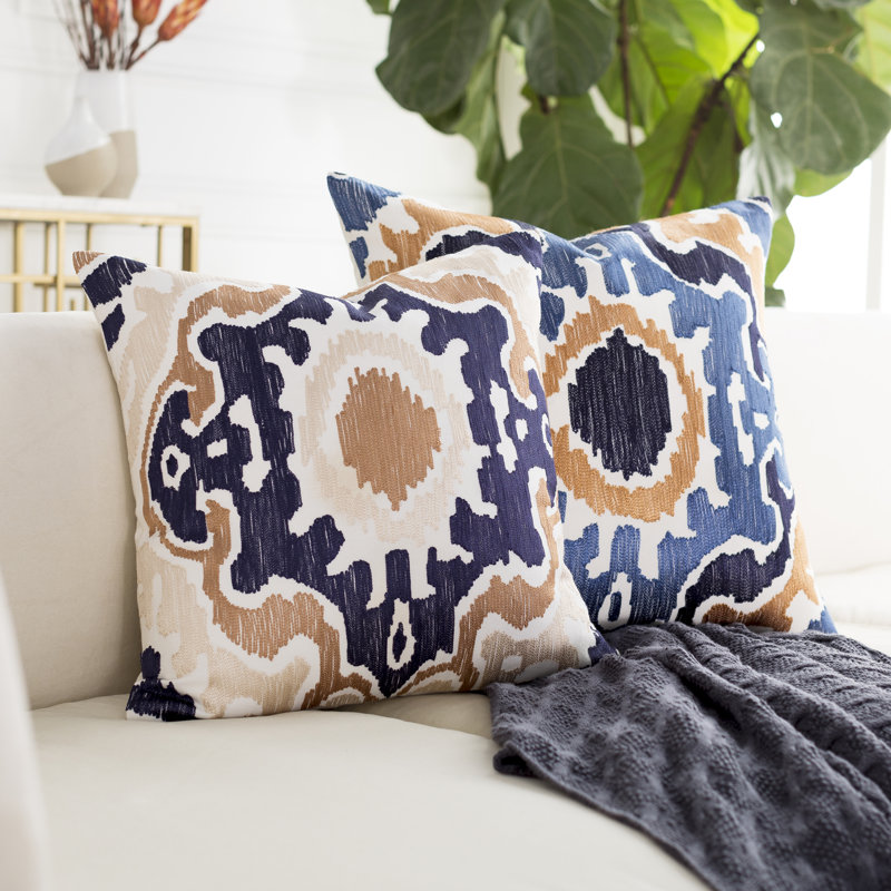 Effulgence Cotton Throw Pillow, 18" x 18", Navy