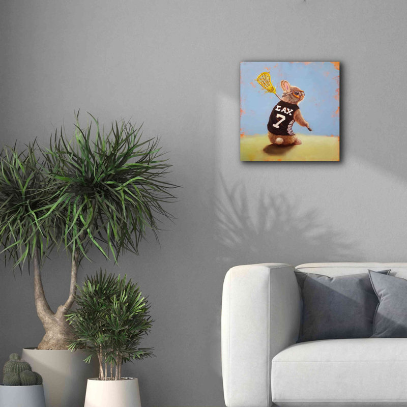 «Lax Bunny» par Lucia Heffernan, art mural sur toile, H 18 po x l 18 po x P 0,75 po