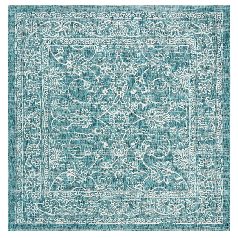 Tapis d'intérieur / extérieur à motif floral Cherene, Carré 4 pi