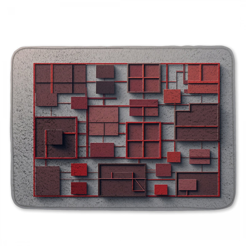 Tapis de bain Red Grid Squares, 34in W x 21in L