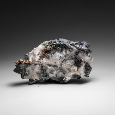 Silver On Calcite Crystal Cluster  Matrix From Bouismas Mine, Zagora, Morocco