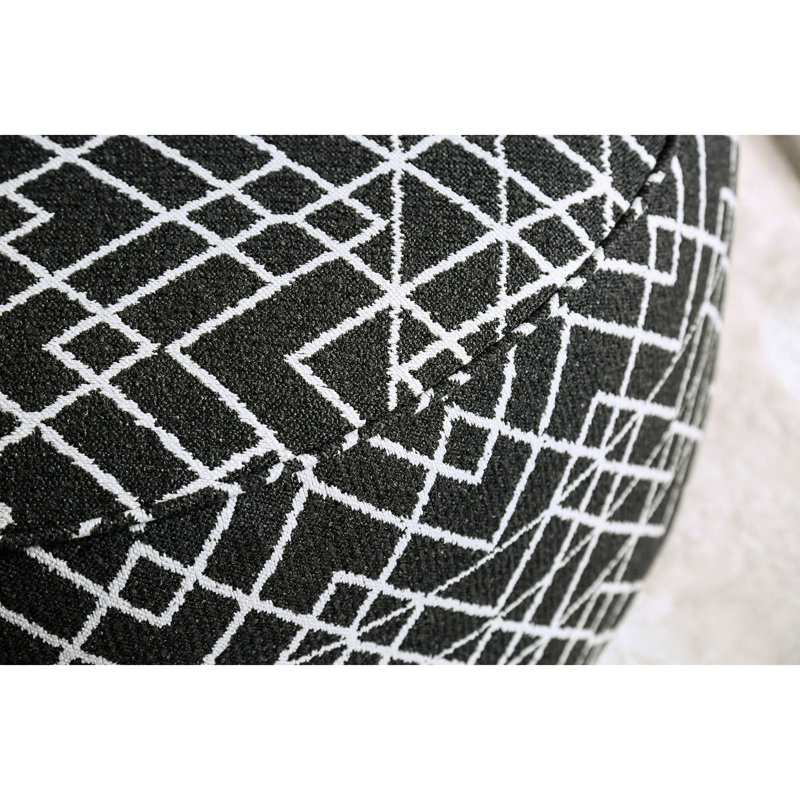 Finition noire ronde avec design contemporain et garniture à passepoil, profondeur de 39 pouces de largeur, hauteur 18, motif géométrique, tissu en bois massif, 1 pièce incluse, assemblage simple, style rembourré large, haut, facile
