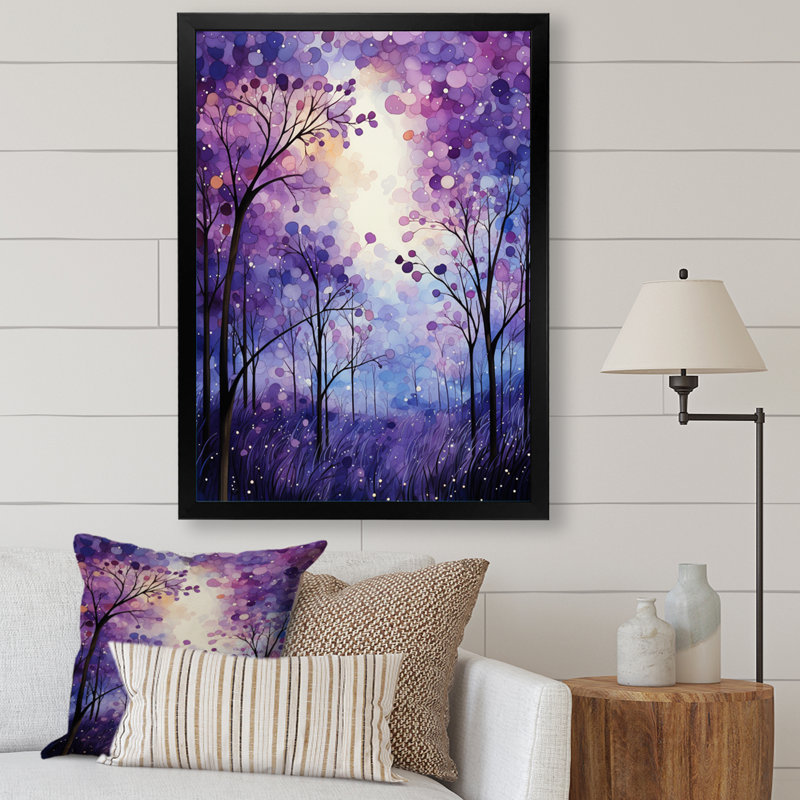 Macmahon Violet Serenade - reproduction d'art sur toile abstraite, Cadre simple noir, H 20 po x l 12 po x P 1 po