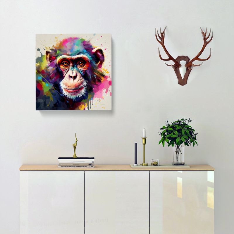 Monkey Abstract No.1 - Wrapped Canvas, 50cm H x 50cm W x 3cm D
