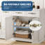 Buffet de style campagnard moderne – 4 portes et 4 tiroirs – Grand espace de rangement pour la salle à manger – Poignées dorées – Idéal pour la cuisine, le salon ou l'entrée-447721957