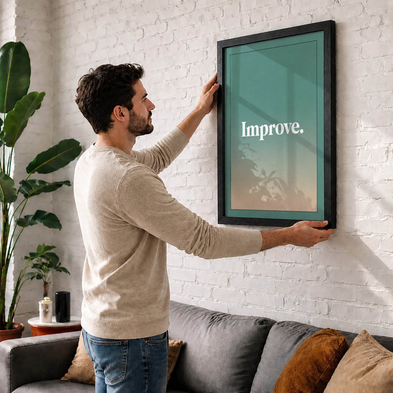 Improve Minimalist - Framed Print, A4 - 29.7 x 21.0 cm, White
