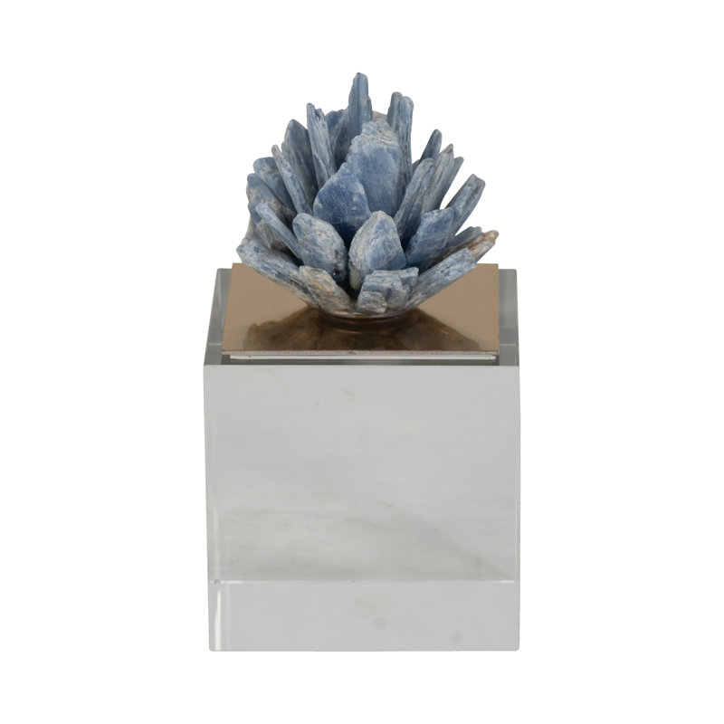 Sculpture Glam Crystal Cluster, H 6 po x l 3 po x P 3 po, Bleu / blanc