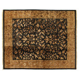 Museum Kashan hand-knotted Wool/Silk Black/Gold Area Rug