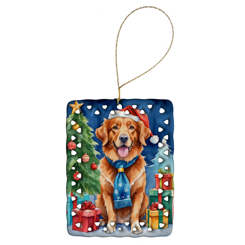 Ornement en porcelaine rennes de Noël Nova Duck Tolling Retriever, « Nova Scotia Duck Tolling Retriever »