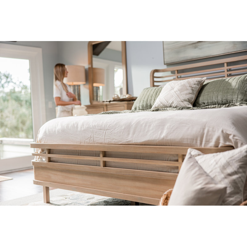 Caretta - Solid Wood Bed - King - Sandstone Finish, King