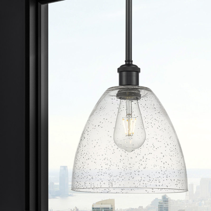 Luminaire suspendu en forme de globe à 1 lumière Angeliz, DEL, H 44,25 po x l 9 po x P 9 po, Noir mat