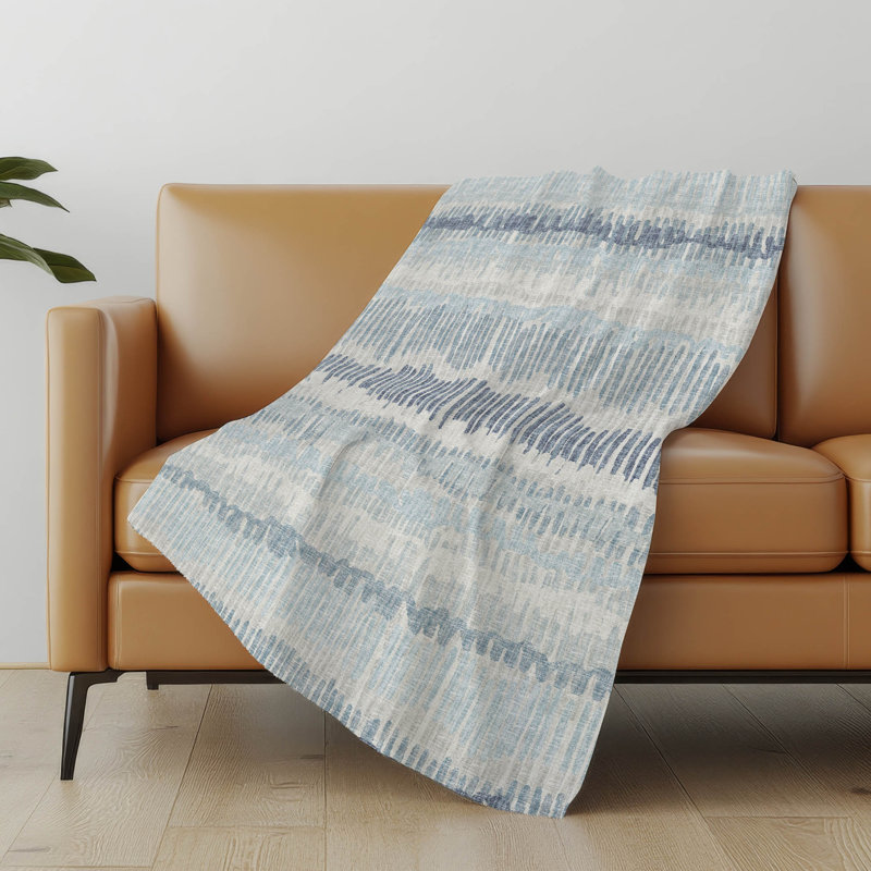 Premium Machine Washable Addison Sherpa Throw Blanket, Blue Abstract 