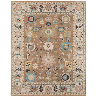 Farhiyo Traditional Floral & Botanical Tan Area Rug