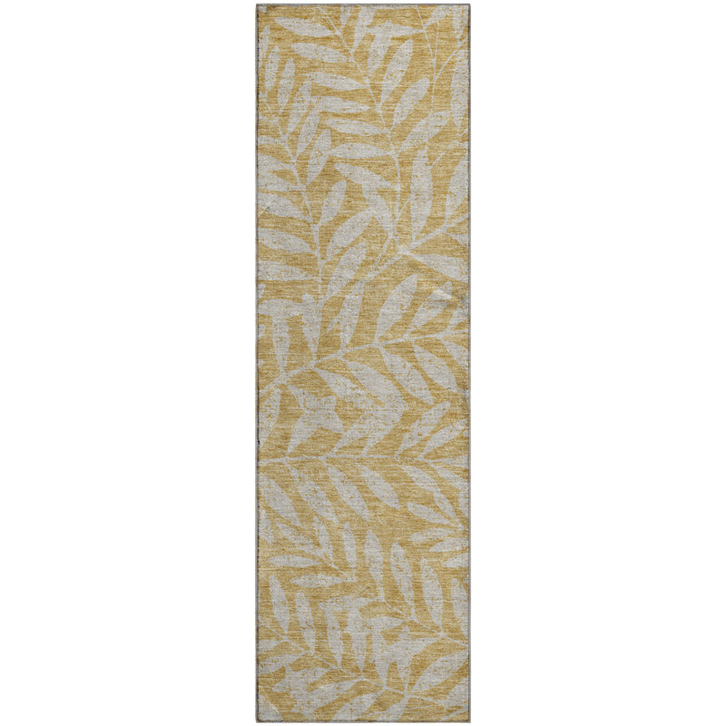 Premium Machine Washable Prisco Gold Rug, Runner 2'3" x 7'6"