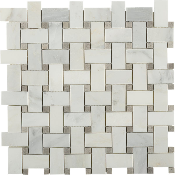 Asian Statuary 1" x 2" Marble Basketweave Mosaic Wall & Floor Tile