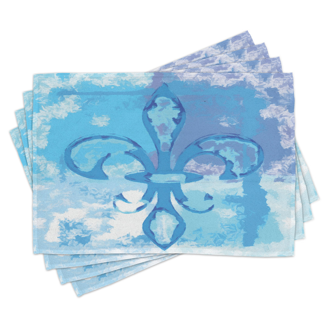 Platzdeckchen 4er Set Harlle, France Fleur de Lis, Blau