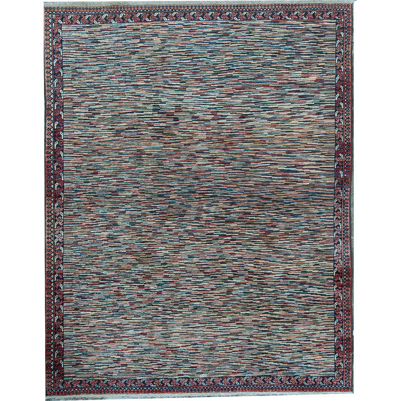 Hand-Knotted High-Quality Rust and Blue Area Rug