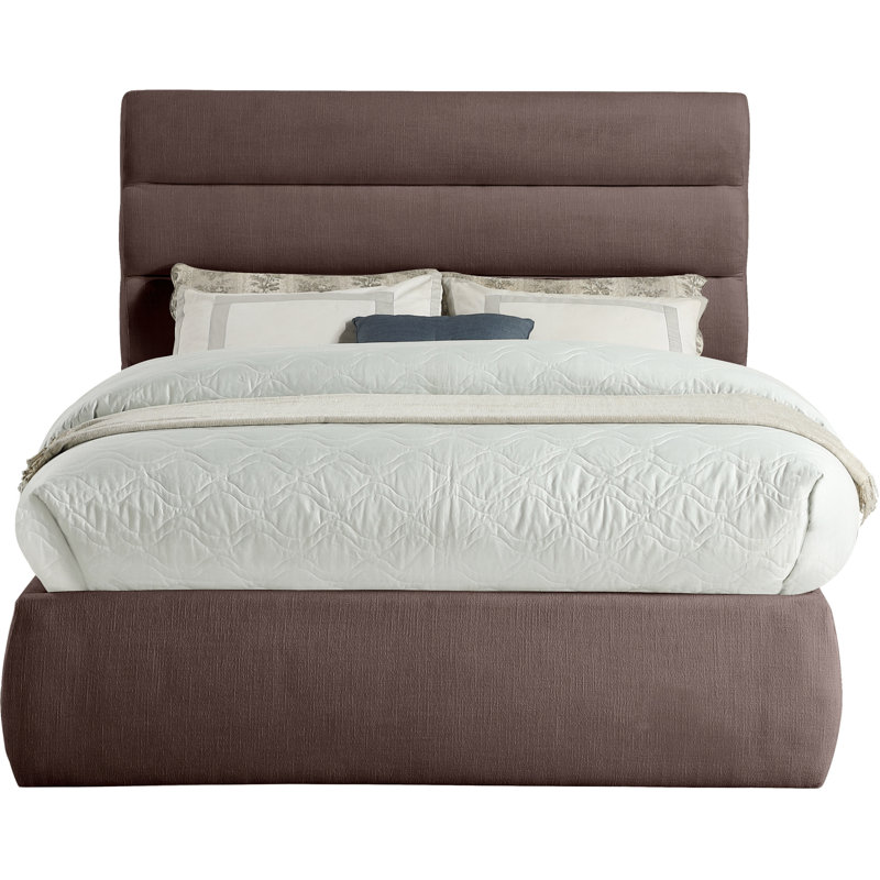 Lit en tissu Adam, Full, Brown Linen Textured Fabric