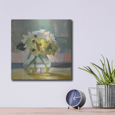 Art mural en métal «Hydrangea In Vase» par Jenny Westenhofer