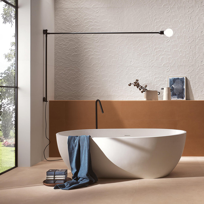 67 L x 39 W Freestanding Soaking Solid Surface Bathtub, White