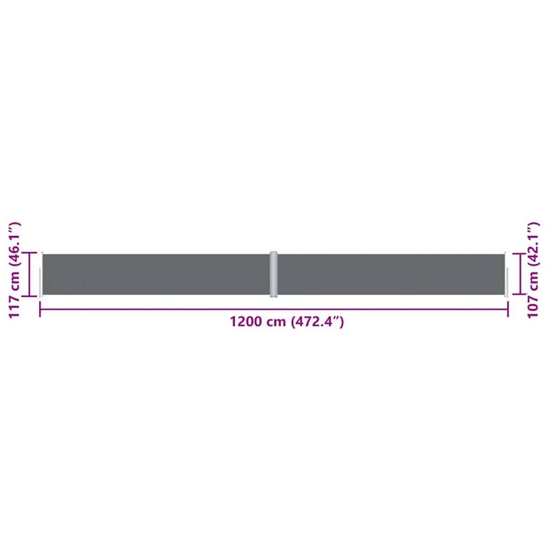 Paravent rétractable avec auvent pliant, Anthracite, H 46,1 po x l 472,4 po