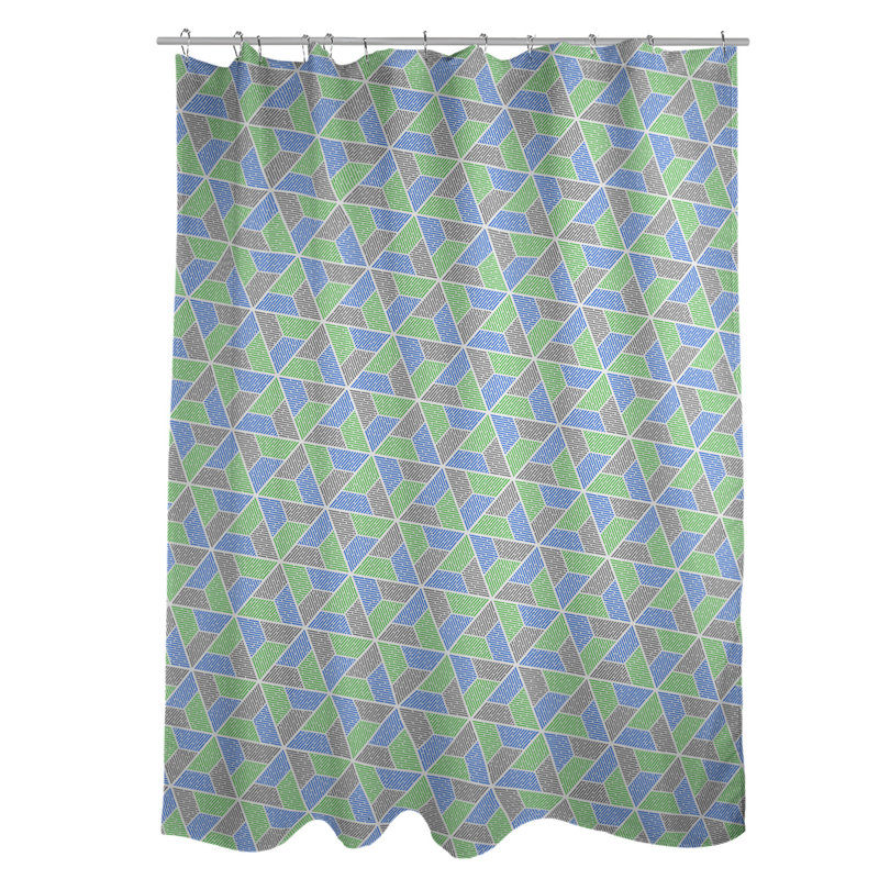 Rideau simple à deux trapézoïdes, Vert, bleu et gris