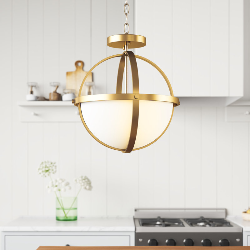 Luminaire suspendu sphérique à 2 lumières Balsamo, Bronze satiné