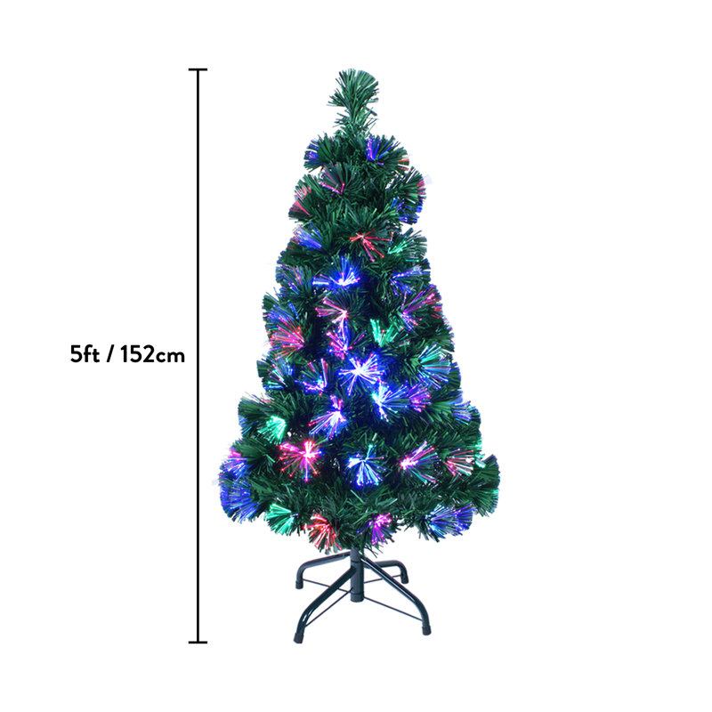 Lighted Artificial Pine Christmas Tree, 4.92ft H x 2.3ft W x 2.3ft D
